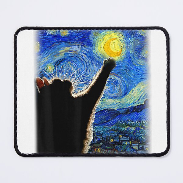 Item preview, Starry Night Cat, Van Gogh Cat, Cat Lover, Cat Mom, Cat Dad T-Shirt, Black designed and sold by gidget-gadget.