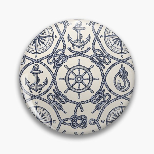 Item preview, Vintage Nautical Compass Anchor & Rope Seamless Pattern Throw Pillow designed and sold by FestivityFinds.