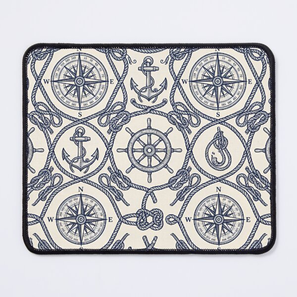 Item preview, Vintage Nautical Compass Anchor & Rope Seamless Pattern Throw Pillow designed and sold by FestivityFinds.