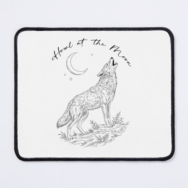 Item preview, Howl at the Moon Wolf Line Art | Crescent Moon Celestial Wolf Design designed and sold by Ink & Kind Studio.