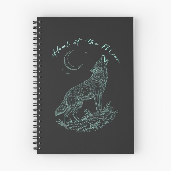 Item preview, Dark Version Howl at the Moon Wolf Line Art | Crescent Moon Celestial Wolf Design designed and sold by Ink & Kind Studio.