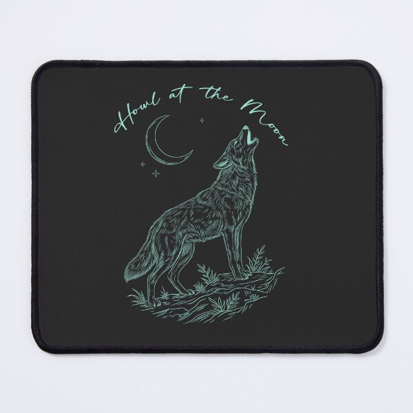Item preview, Dark Version Howl at the Moon Wolf Line Art | Crescent Moon Celestial Wolf Design designed and sold by Ink & Kind Studio.