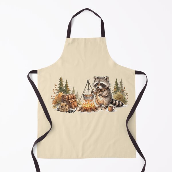 Item preview, Cute Watercolor Raccoon Cooking Campfire Soup Camping Art designed and sold by BreezifyDesignStudio.