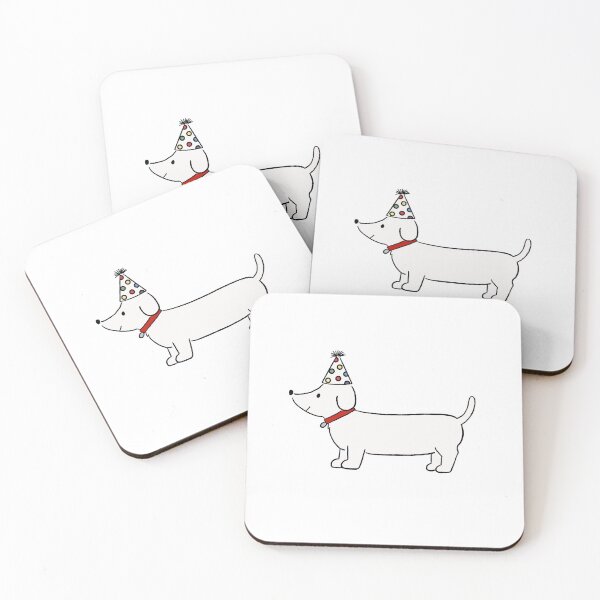 Item preview, Cute Birthday Dachshund Dog with Party Hat designed and sold by pinkystickstore.