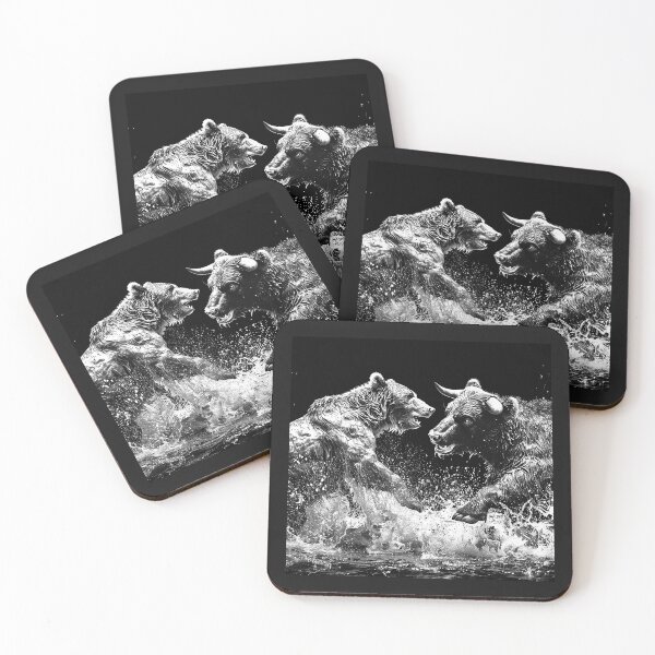Item preview, Bear vs Bull Market – Black and White Finance Trading Art designed and sold by inkoutninja.
