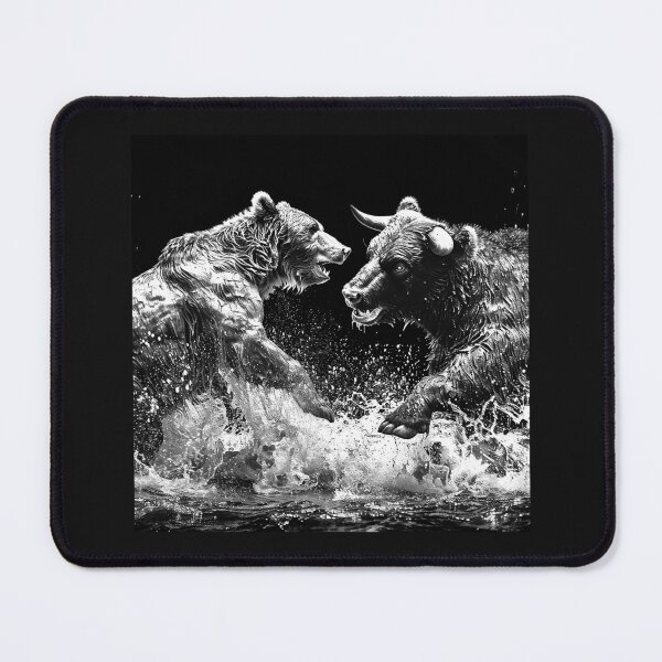 Item preview, Bear vs Bull Market – Black and White Finance Trading Art designed and sold by inkoutninja.