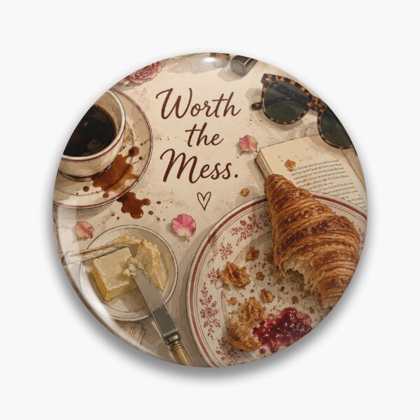 Item preview, Worth the Mess Aesthetic Coffee and Croissant Illustration designed and sold by UUniqueIImprint.
