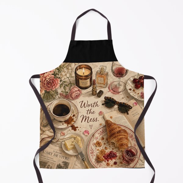 Item preview, Worth the Mess Aesthetic Coffee and Croissant Illustration designed and sold by UUniqueIImprint.