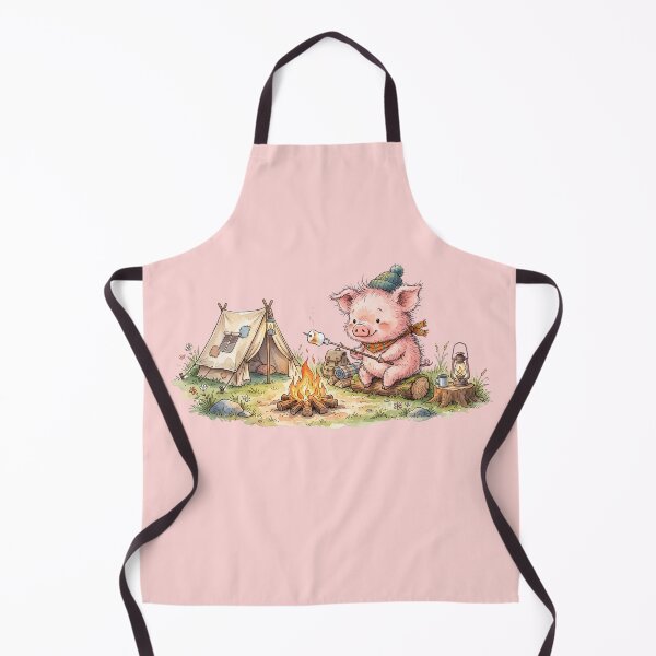 Item preview, Cute Watercolor Pig Roasting Marshmallow Campfire Tent Art designed and sold by BreezifyDesignStudio.