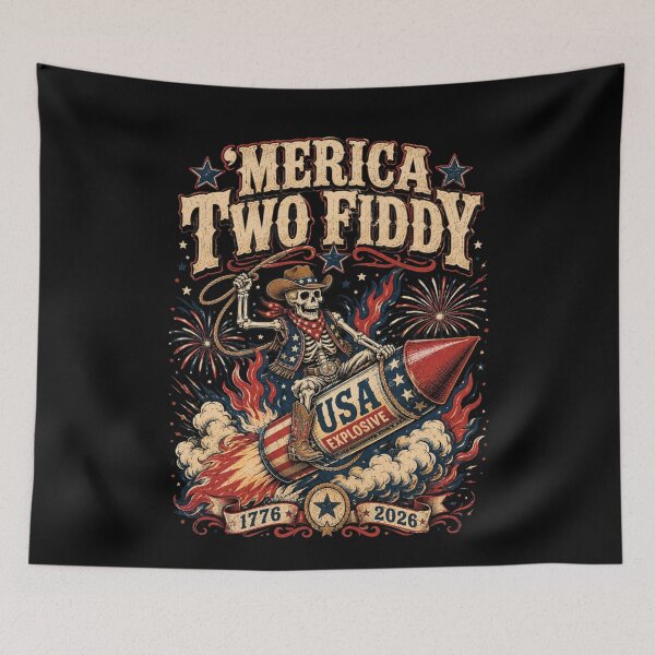 Item preview, Vintage 4th of July Skeleton Riding a Rocket - Western Rodeo designed and sold by MaskedTarget.