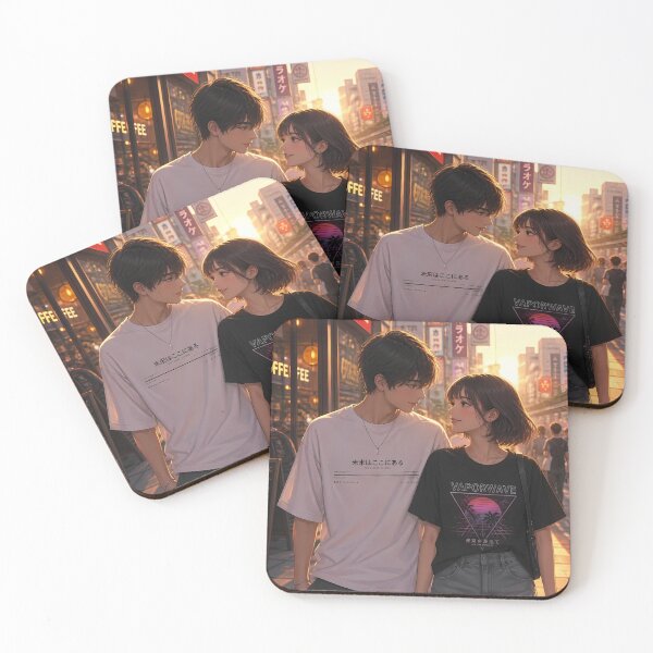 Item preview, Romantic Golden Hour Anime Couple in Tokyo Street designed and sold by Swizzy2vore.