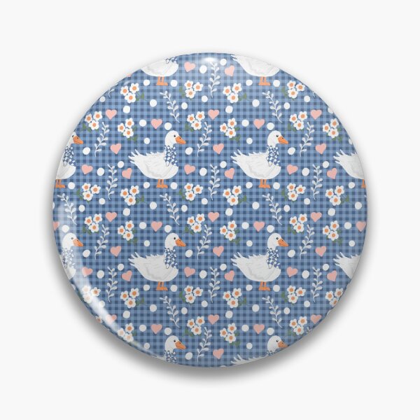Item preview, Blue Goose Gingham Seamless Pattern | Cottagecore Farmhouse Geese with Daisies designed and sold by Nerdygirlteez.