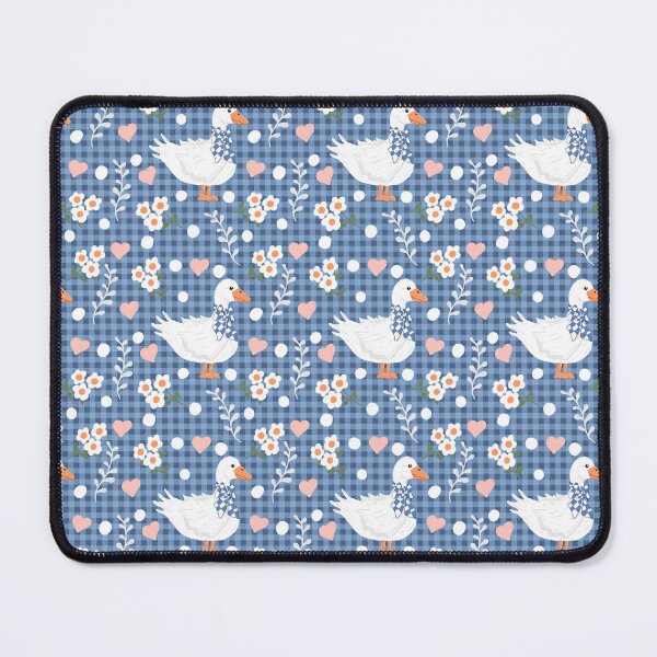 Item preview, Blue Goose Gingham Seamless Pattern | Cottagecore Farmhouse Geese with Daisies designed and sold by Nerdygirlteez.