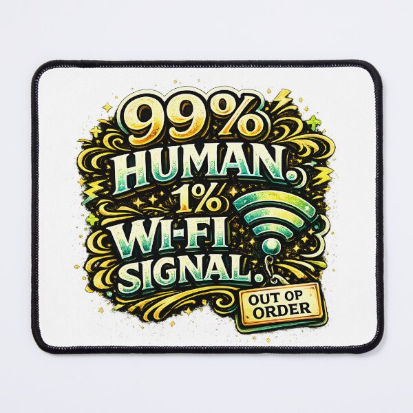 Item preview, 99% Human, 1% WiFi Signal Sticker | Funny Tech & Internet Meme Decal for Gamers, Coders & Geeks designed and sold by Pixel Rush.