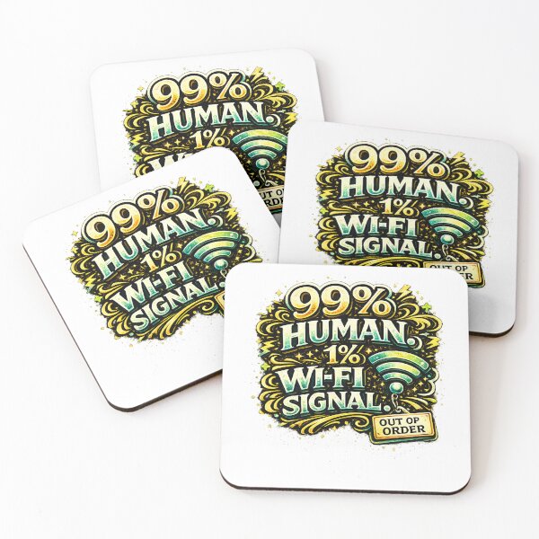 Item preview, 99% Human, 1% WiFi Signal Sticker | Funny Tech & Internet Meme Decal for Gamers, Coders & Geeks designed and sold by Pixel Rush.