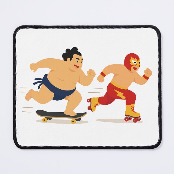 Item preview, Sumo vs Pro Wrestler on Skates — Wrestling Mashup Humor Tee designed and sold by medicalkinoko.