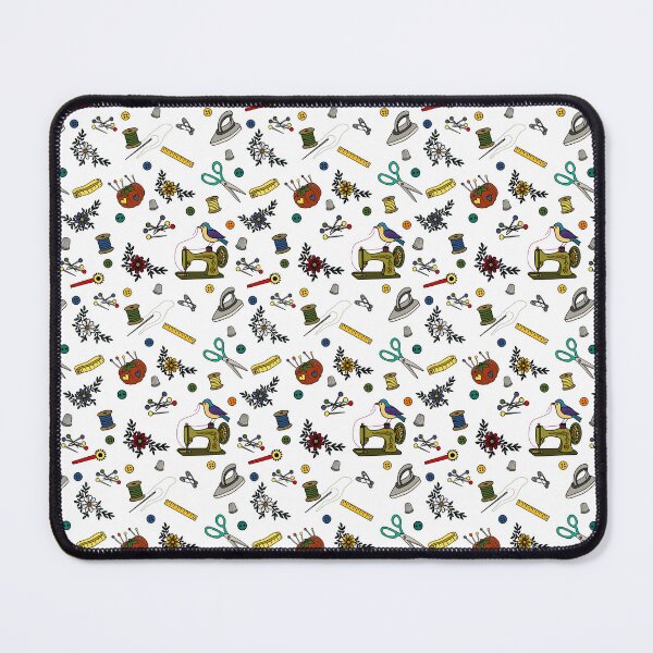 Item preview, Vintage Sewing Machine Seamless Pattern with Birds & Floral Sewing Notions designed and sold by Nerdygirlteez.