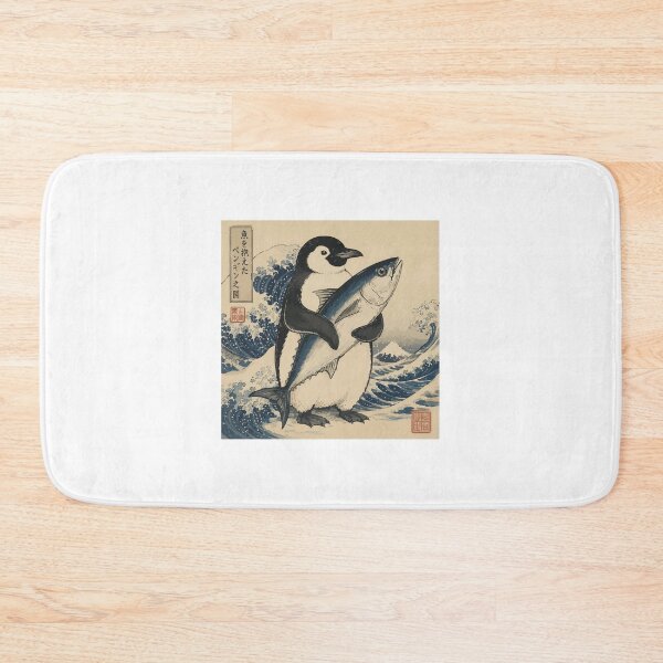 Item preview, Penguin and Fish — Japanese Ukiyo-e Style Ocean Art Tee designed and sold by medicalkinoko.
