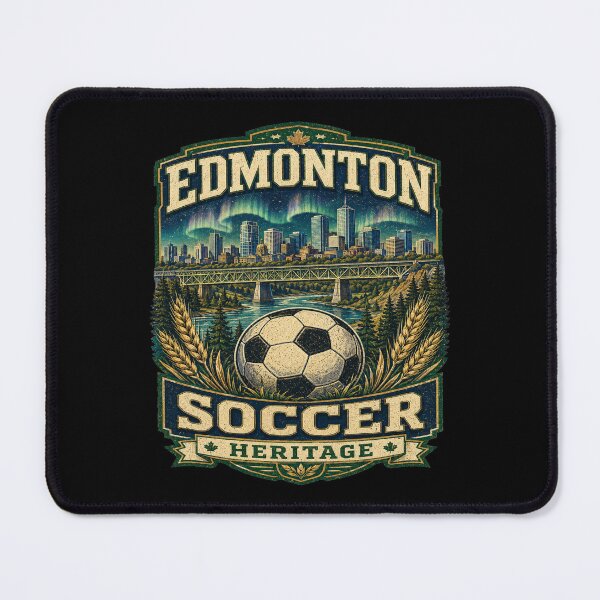 Item preview, Edmonton Soccer Heritage Retro Canada Shirt | Vintage Alberta Football Travel Design | Mountain Skyline Soccer Fan Gift designed and sold by Globalcitytees.