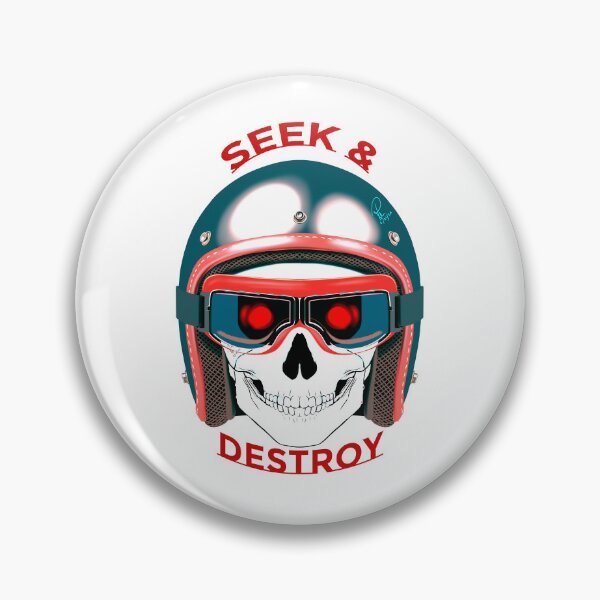 Item preview, Seek and Destroy Silver Helmet Skull Graphic designed and sold by Rhapsodic1290.