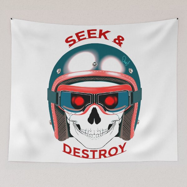 Item preview, Seek and Destroy Silver Helmet Skull Graphic designed and sold by Rhapsodic1290.