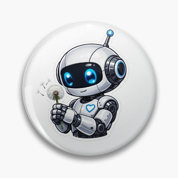 Item preview, Robot Holding a Dandelion – Transparent Sticker designed and sold by PearlPathFinds.