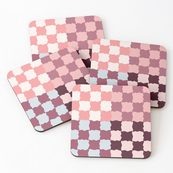 Item preview, Retro Wavy Checkerboard Pattern Berry Parfait Abstract Grid designed and sold by nineFlorals.
