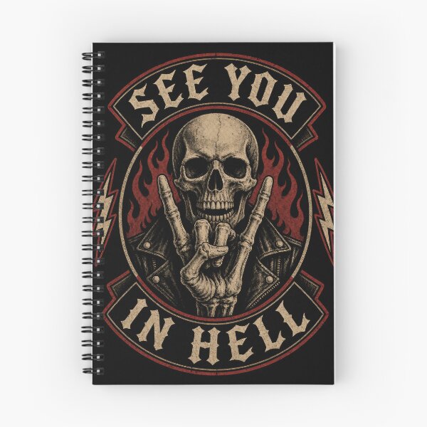 Item preview, See You in Hell – Rocker Emblem Vector, Vintage Heavy Metal Badge Design designed and sold by Jandedan.