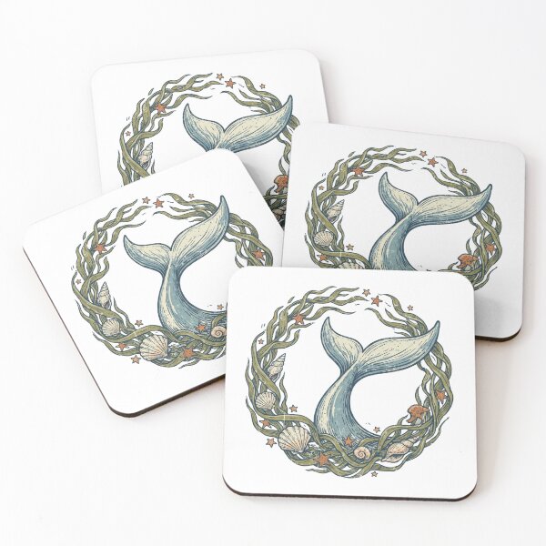 Item preview, Vintage Nautical Whale Tail and Coastal Seaweed Wreath designed and sold by Ortsas.
