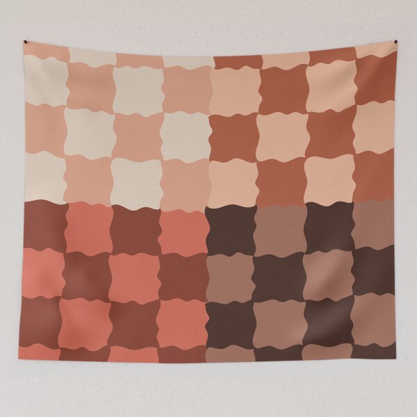 Item preview, Retro Wavy Checkerboard Pattern Terracotta Sunset Abstract Grid designed and sold by nineFlorals.