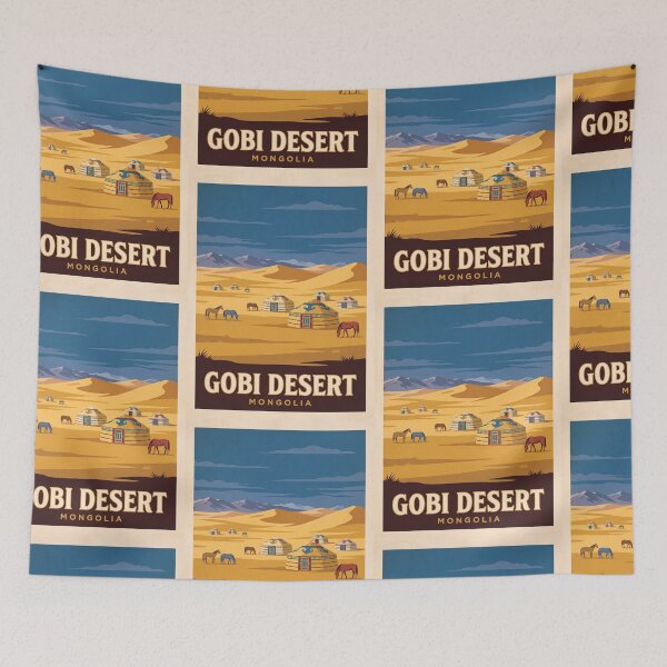 Item preview, Gobi Desert Mongolia Vintage Travel Illustration Art designed and sold by Atlas Poster Co..