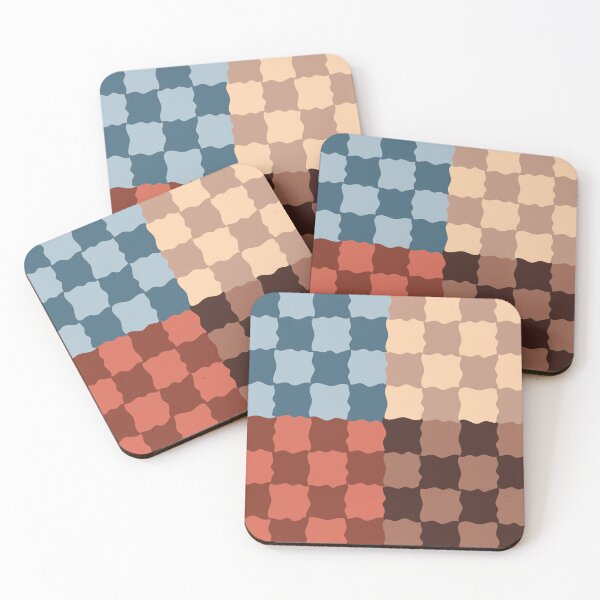 Item preview, Retro Wavy Checkerboard Pattern Terracotta Sunset Abstract Grid 2 designed and sold by nineFlorals.
