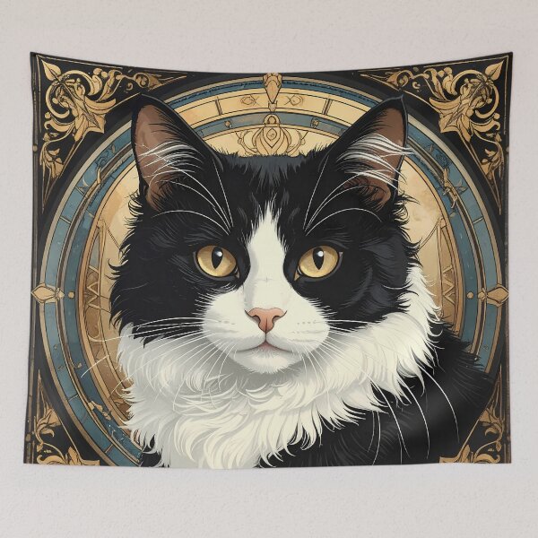 Item preview, Klimt Cat in Black and Gold Frame designed and sold by Vicky Brago-Mitchell®.