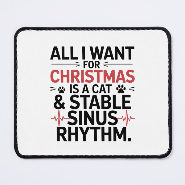 Item preview, Funny Christmas CVICU Nurse Cat Lover Shirt | All I Want for Christmas Is a Cat and a Stable Sinus Rhythm | Cardiac ICU RN Gift designed and sold by CuteDesignables.