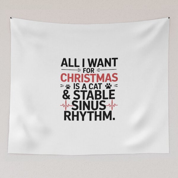 Item preview, Funny Christmas CVICU Nurse Cat Lover Shirt | All I Want for Christmas Is a Cat and a Stable Sinus Rhythm | Cardiac ICU RN Gift designed and sold by CuteDesignables.