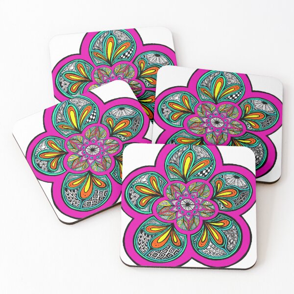Item preview, Neon Bloom Mandala | Vibrant Zentangle Floral Art designed and sold by ArtflyStudio.