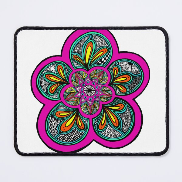 Item preview, Neon Bloom Mandala | Vibrant Zentangle Floral Art designed and sold by ArtflyStudio.