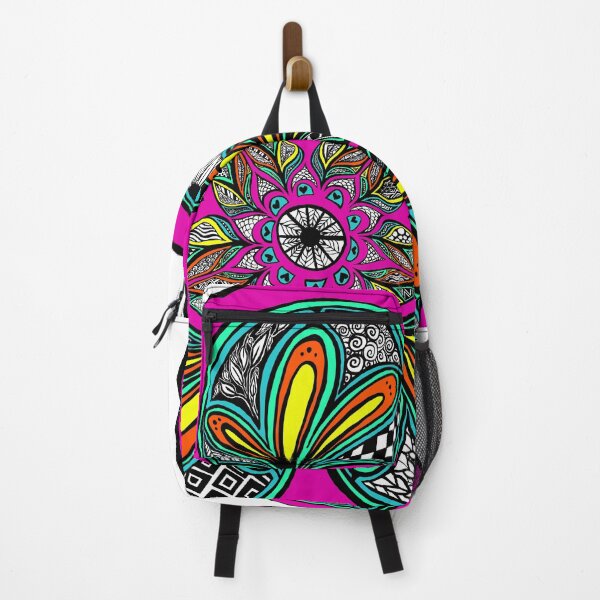 Item preview, Neon Bloom Mandala | Vibrant Zentangle Floral Art designed and sold by ArtflyStudio.