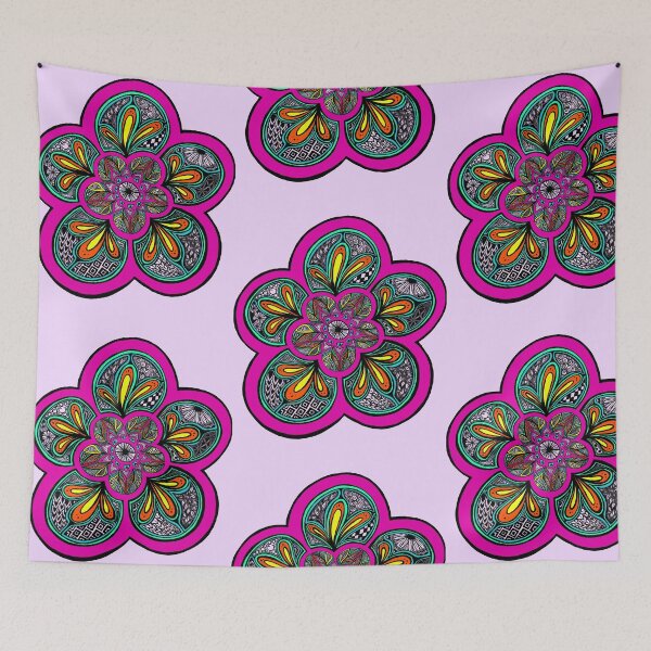 Item preview, Neon Bloom Mandala | Vibrant Zentangle Floral Art designed and sold by ArtflyStudio.