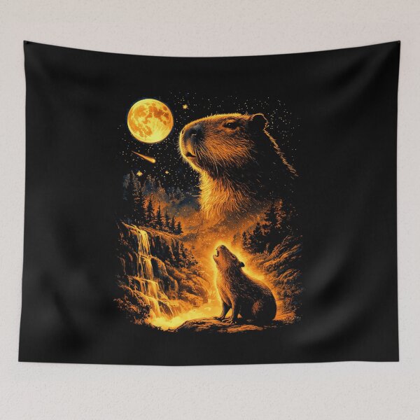 Item preview, Capybara Howling to the Moon Funny Meme designed and sold by charoen-design.