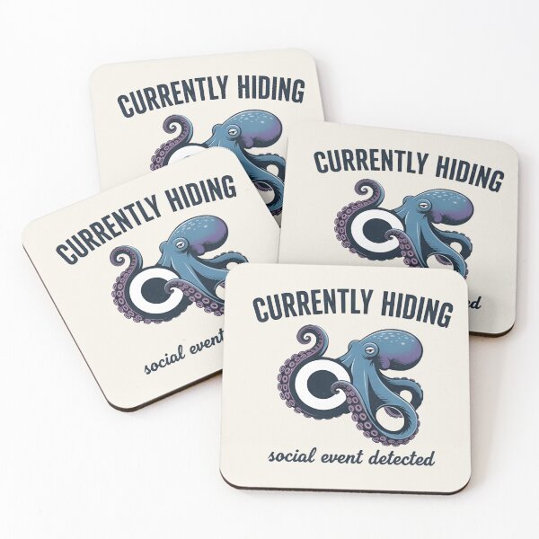 Item preview, Currently Hiding Octopus T-Shirt & Sticker – Funny Introvert Sea Creature Meme designed and sold by ZyxDes.