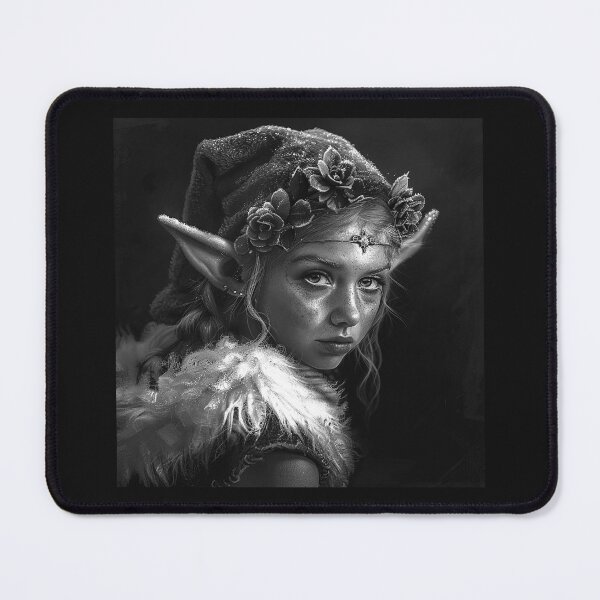 Item preview, Dark Forest Elf Portrait – Black and White Gothic Fantasy Art designed and sold by inkoutninja.