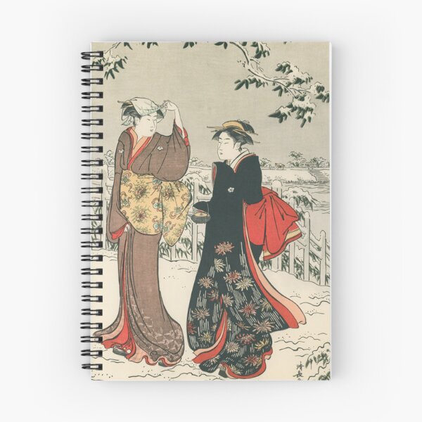 Item preview, Kiyonaga Torii Japanese Beauties in Snow Vintage Ukiyo-e Woodblock Print designed and sold by vekotpu.