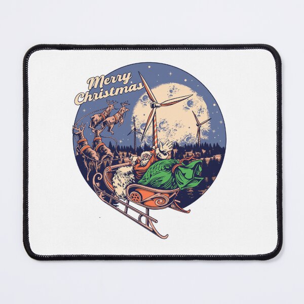 Item preview, Merry Christmas Santa Sleigh Wind Turbine Retro Vintage Christmas Vector designed and sold by phsycartwork.