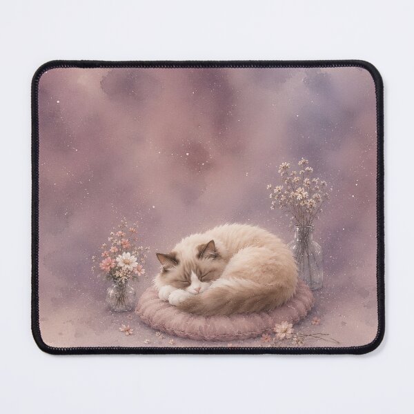 Item preview, Cozy Sleeping Ragdoll Cat Watercolor Art designed and sold by CatandTea.