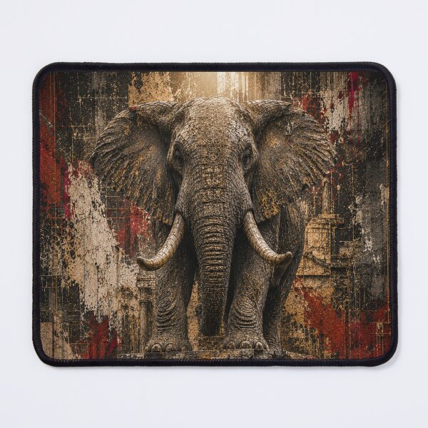 Item preview, Methodical Builder Outlasts Brutalist Industrial Office Art Elephant Canvas designed and sold by SavannaStrikes.