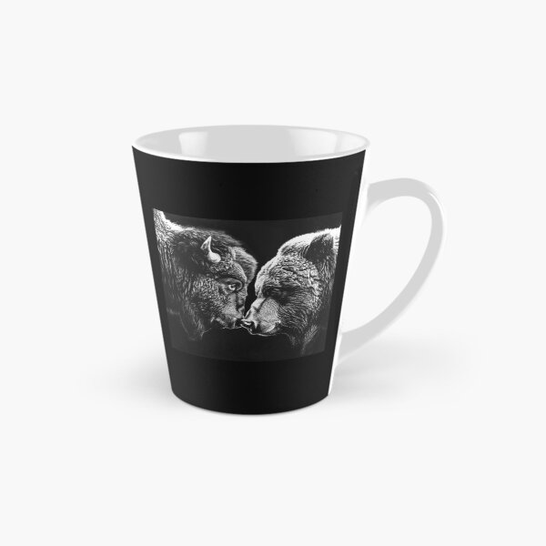Item preview, Bear and Bison Face to Face – Black and White Wildlife Art designed and sold by inkoutninja.