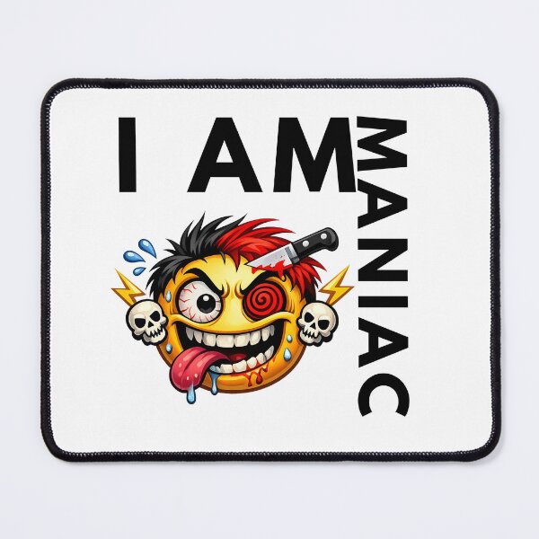 Item preview, Crazy Maniac Emoji | Horror Smiley Face | Psycho Cartoon | Dark Humor Graphic T-Shirt Design designed and sold by UrbanEchoHub.