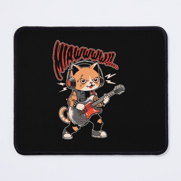 Item preview, Cute Punk Rock Cat Playing Electric Guitar Retro Cartoon designed and sold by phsycartwork.