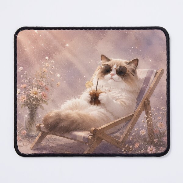 Item preview, Funny Cool Cat Relaxing In Beach Chair designed and sold by CatandTea.